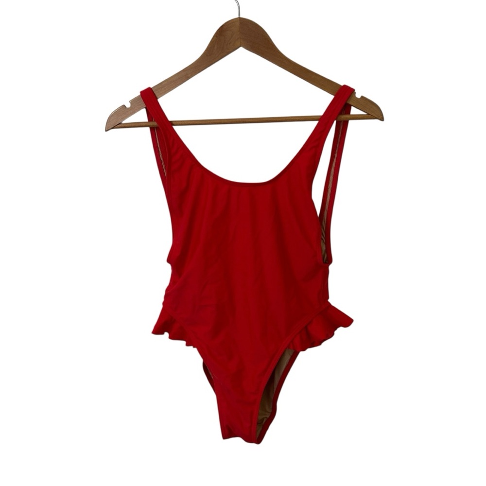 Gnash Swim x Free People Vibrant Red Ruffle Frill One-Piece Swimsuit Size 4